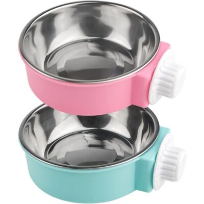 TKAAKT Set Di 2 Ciotole Rimovibili In Acciaio Inox Da Appendere Per Animali Domestici, Ideali Per Cibo E Acqua, Perfette Per Gatti, Cuccioli, Uccelli, Ratti E Furetti (rosa + Blu) TKAAKT Set Di 2 Ciotole Rimovibili In Acciaio Inox Da Appendere Per Animali Domestici, Ideali Per Cibo E Acqua, Perfette Per Gatti, Cuccioli, Uccelli, Ratti E Furetti (rosa + Blu)