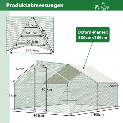KELLANY Voliera In Metallo 3x4m Con Struttura Di Arrampicata Integrata, Tetto E Chiusura Di Sicurezza – Pollaio Resistente Alle Intemperie Con Enorme Area Recintata Per Piccoli Animali E Pollame KELLANY Voliera In Metallo 3x4m Con Struttura Di Arrampicata Integrata, Tetto E Chiusura Di Sicurezza – Pollaio Resistente Alle Intemperie Con Enorme Area Recintata Per Piccoli Animali E Pollame
