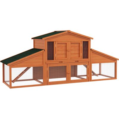 TORMATOR Conigliera/gabbia/pollaio Xxl A 2 Piani Con 2 Recinti, 2 Box E Vassoio Per Gli Escrementi. Dimensioni: 2,25 M Di Lunghezza X 0,70 M Di Larghezza X 1 M Di Altezza. Realizzata In Legno Massello Di Pino. TORMATOR Conigliera/gabbia/pollaio Xxl A 2 Piani Con 2 Recinti, 2 Box E Vassoio Per Gli Escrementi. Dimensioni: 2,25 M Di Lunghezza X 0,70 M Di Larghezza X 1 M Di Altezza. Realizzata In Legno Massello Di Pino.