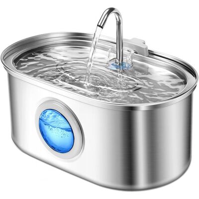 OEM Fontana Per Gatti In Acciaio Inox, Ultra Silenziosa, Con Capacità Di 3,2 Litri, Luci A Led, Finestra Trasparente, 3 Filtri A Carbone Attivo + 3 Spugne, Sistema Di Filtrazione Multipla. OEM Fontana Per Gatti In Acciaio Inox, Ultra Silenziosa, Con Capacità Di 3,2 Litri, Luci A Led, Finestra Trasparente, 3 Filtri A Carbone Attivo + 3 Spugne, Sistema Di Filtrazione Multipla.