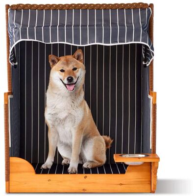 NORTHIX Sedia Da Spiaggia Per Cani Con Ciotola - Legno E Rattan NORTHIX Sedia Da Spiaggia Per Cani Con Ciotola - Legno E Rattan