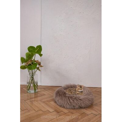 OEM Letto Rotondo In Pelle Di Pecora Naturale Per Animali Domestici - Greige 60 Cm OEM Letto Rotondo In Pelle Di Pecora Naturale Per Animali Domestici - Greige 60 Cm