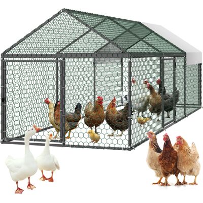 VEVOR Pollaio In Metallo 1 X 3 X 1 M Piccola Gabbia Per Polli Con Copertura Impermeabile E 3 Porte, Recinto Per Pollame Con Tetto A Guglia Compatibile Con Pollai In Legno, Per Conigli, Galline VEVOR Pollaio In Metallo 1 X 3 X 1 M Piccola Gabbia Per Polli Con Copertura Impermeabile E 3 Porte, Recinto Per Pollame Con Tetto A Guglia Compatibile Con Pollai In Legno, Per Conigli, Galline