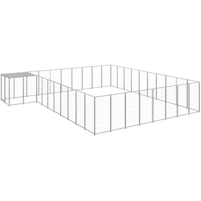 MAISON EXCLUSIVE - Gabbia Per Cani Argento 25,41 M² In Acciaio MAISON EXCLUSIVE - Gabbia Per Cani Argento 25,41 M² In Acciaio