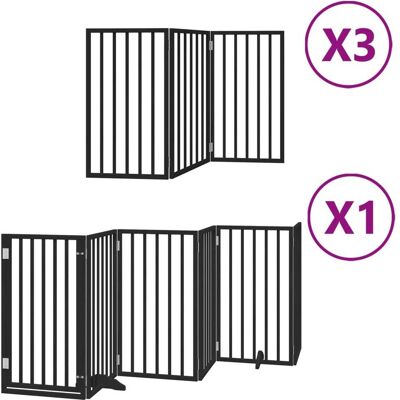 HELLOSHOP26 Cancelletto Di Sicurezza Per Animali Domestici Porta Pieghevole 15 Pannelli Legno Di Pioppo Nero 020023214 HELLOSHOP26 Cancelletto Di Sicurezza Per Animali Domestici Porta Pieghevole 15 Pannelli Legno Di Pioppo Nero 020023214