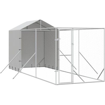 MAISON EXCLUSIVE - Cuccia Cani Da Esterno Tetto Argento 2x6x2,5 M Acciaio Zincato MAISON EXCLUSIVE - Cuccia Cani Da Esterno Tetto Argento 2x6x2,5 M Acciaio Zincato