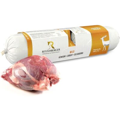 OEM Selvaggina Doppi Rotoli (2x400g) Pura Carne Cibo Umido Per Cani Ritzenberger OEM Selvaggina Doppi Rotoli (2x400g) Pura Carne Cibo Umido Per Cani Ritzenberger