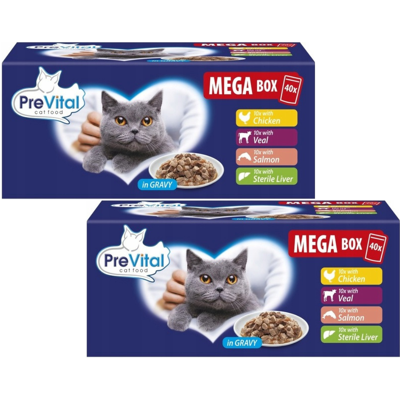 OEM Prevital Bustine Miste Di Gusti Per Gatti, 2 Confezioni Da 40 Bustine Da 100 G OEM Prevital Bustine Miste Di Gusti Per Gatti, 2 Confezioni Da 40 Bustine Da 100 G