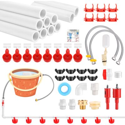 YOTOWN Sistema Di Abbeveraggio Fai-da-te Per Polli: Raccordi A T In Pvc Da 1/2" E Abbeveratoio Per Polli Con Tubo In Pvc, Tubo In Acciaio Inossidabile E Kit Di Alimentazione Automatica. YOTOWN Sistema Di Abbeveraggio Fai-da-te Per Polli: Raccordi A T In Pvc Da 1/2" E Abbeveratoio Per Polli Con Tubo In Pvc, Tubo In Acciaio Inossidabile E Kit Di Alimentazione Automatica.