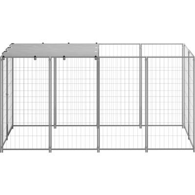 MAISON EXCLUSIVE - Gabbia Per Cani Argento 2,42 M² In Acciaio MAISON EXCLUSIVE - Gabbia Per Cani Argento 2,42 M² In Acciaio