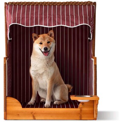 NORTHIX Sedia Da Spiaggia Per Cani, In Legno E Rattan Con Ciotola NORTHIX Sedia Da Spiaggia Per Cani, In Legno E Rattan Con Ciotola