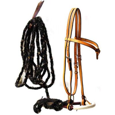 SARTORE Set Bosal In Cuoio E Rawhide E Mecate In Crine Completo Di Testiera In Cuoio SARTORE Set Bosal In Cuoio E Rawhide E Mecate In Crine Completo Di Testiera In Cuoio