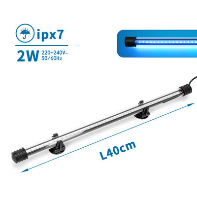 NOBLEZA Lampada Led Acquario Immersione 40cm Luce Blu 2w Ipx7 A Ventosa NOBLEZA Lampada Led Acquario Immersione 40cm Luce Blu 2w Ipx7 A Ventosa