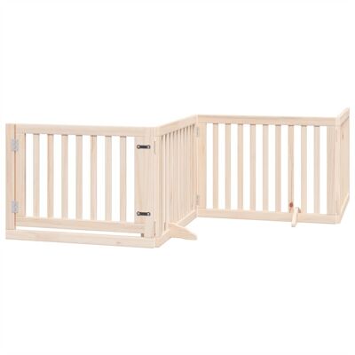 HELLOSHOP26 Cancelletto Di Sicurezza Per Cani Con Porta In Legno Di Pioppo A 4 Pannelli Marrone 020023296 HELLOSHOP26 Cancelletto Di Sicurezza Per Cani Con Porta In Legno Di Pioppo A 4 Pannelli Marrone 020023296