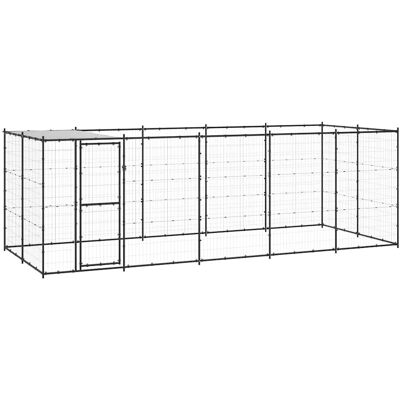 MAISON EXCLUSIVE - Gabbia Per Cani Da Esterno In Acciaio Con Tetto 12,1 M² MAISON EXCLUSIVE - Gabbia Per Cani Da Esterno In Acciaio Con Tetto 12,1 M²