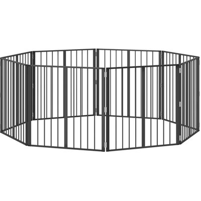 VIDAXL Cancello Per Cani 8 Pcs Nero 80 X 80 Cm Acciaio Zincato VIDAXL Cancello Per Cani 8 Pcs Nero 80 X 80 Cm Acciaio Zincato