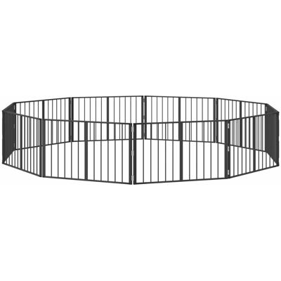 VIDAXL Cancello Per Cani 10 Pcs Nero 100 X 60 Cm Acciaio Zincato VIDAXL Cancello Per Cani 10 Pcs Nero 100 X 60 Cm Acciaio Zincato