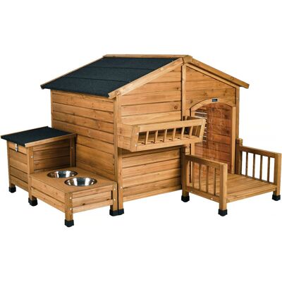 HABITAT ET JARDIN Casetta Per Cani In Legno "rusty" Con Mangiatoia E Contenitore - 151 X 138 X 100 Cm - Marrone HABITAT ET JARDIN Casetta Per Cani In Legno "rusty" Con Mangiatoia E Contenitore - 151 X 138 X 100 Cm - Marrone