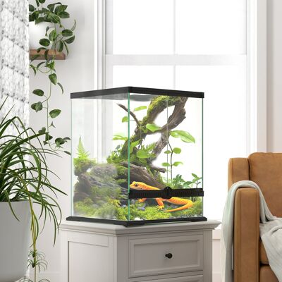 PZCC Terrario In Vetro, Con Chiusura Di Sicurezza, Sistema Di Gestione Dei Cavi, 45x45x60 Cm, Nero. PZCC Terrario In Vetro, Con Chiusura Di Sicurezza, Sistema Di Gestione Dei Cavi, 45x45x60 Cm, Nero.