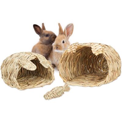 RELAXDAYS Set Paglia Per Conigli, 3 Accessori, Tane & Giocattoli Da Masticare, Giochi Per Roditori, 2 Misure, Naturale - RELAXDAYS Set Paglia Per Conigli, 3 Accessori, Tane & Giocattoli Da Masticare, Giochi Per Roditori, 2 Misure, Naturale -