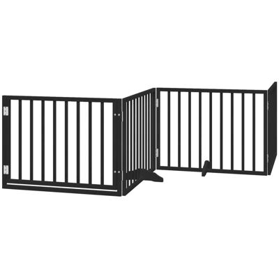 HELLOSHOP26 Cancelletto E Porta Di Sicurezza Per Animali Domestici 4 Pannelli Legno Di Pioppo Nero 020023349 HELLOSHOP26 Cancelletto E Porta Di Sicurezza Per Animali Domestici 4 Pannelli Legno Di Pioppo Nero 020023349