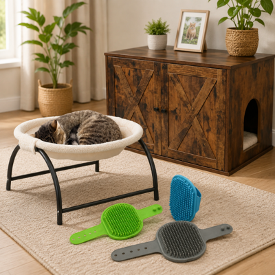 NORTHIX Set Cat Comfort (3 Pezzi) – Spazzole Per La Toelettatura, Cassetta Igienica Con Apertura Laterale E Lettino A Amaca NORTHIX Set Cat Comfort (3 Pezzi) – Spazzole Per La Toelettatura, Cassetta Igienica Con Apertura Laterale E Lettino A Amaca