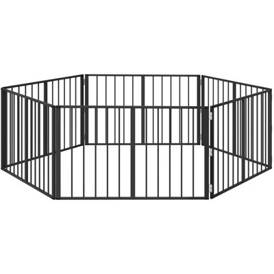 VIDAXL Cancello Per Cani 6 Pcs Nero 100 X 60 Cm Acciaio Zincato VIDAXL Cancello Per Cani 6 Pcs Nero 100 X 60 Cm Acciaio Zincato