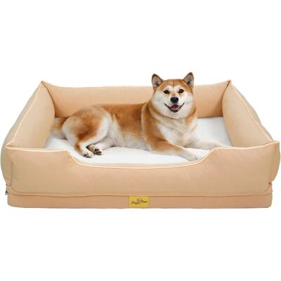 BINGOPAW Cuccia Per Cane Taglia Grande Letto Per Cani Ortopedico Sfoderabile, Beige 94,5x67x19,5 Cm BINGOPAW Cuccia Per Cane Taglia Grande Letto Per Cani Ortopedico Sfoderabile, Beige 94,5x67x19,5 Cm