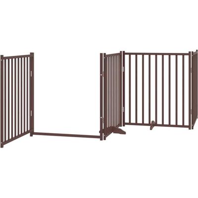 HELLOSHOP26 Cancelletto Di Sicurezza Per Cani Con Porta Pieghevole 6 Pannelli Legno Di Pioppo Marrone 020023029 HELLOSHOP26 Cancelletto Di Sicurezza Per Cani Con Porta Pieghevole 6 Pannelli Legno Di Pioppo Marrone 020023029