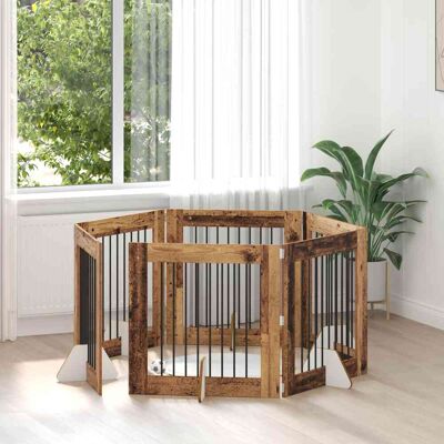 VIDAXL Cancello Per Cani Con Supporti 6 Pcs Legno Antico 80 X 80 VIDAXL Cancello Per Cani Con Supporti 6 Pcs Legno Antico 80 X 80