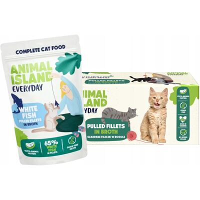 OEM Cibo Umido Per Gatti Animal Island, Pesce Bianco In Brodo, 40x85g OEM Cibo Umido Per Gatti Animal Island, Pesce Bianco In Brodo, 40x85g