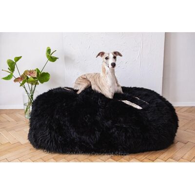 OEM Cuccia Ovale In Pelle Di Pecora Naturale Per Animali Domestici - Nero 110 Cm OEM Cuccia Ovale In Pelle Di Pecora Naturale Per Animali Domestici - Nero 110 Cm