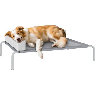 Zone Lettino Per Cani Da Esterno, Letto Rialzato Per Cani Di Taglia Media, Con Cuscino A L 110x75x30cm, Grigio Chiaro Zone Lettino Per Cani Da Esterno, Letto Rialzato Per Cani Di Taglia Media, Con Cuscino A L 110x75x30cm, Grigio Chiaro