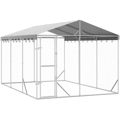 MAISON EXCLUSIVE - Cuccia Cani Da Esterno Tetto Argento 3x4,5x2,5m Acciaio Zincato MAISON EXCLUSIVE - Cuccia Cani Da Esterno Tetto Argento 3x4,5x2,5m Acciaio Zincato