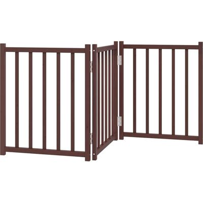 HELLOSHOP26 Cancelletto Di Sicurezza Pieghevole A 3 Pannelli Per Cani 150 Cm In Legno Massello Di Abete Marrone 020023085 HELLOSHOP26 Cancelletto Di Sicurezza Pieghevole A 3 Pannelli Per Cani 150 Cm In Legno Massello Di Abete Marrone 020023085