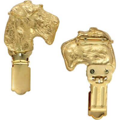 OEM Airedale Terrier, Waterside Terrier - Spilla Con Clip, Porta Numero Di Partenza Placcato Oro, Regalo Per Una Mostra Canina Di Art-dog OEM Airedale Terrier, Waterside Terrier - Spilla Con Clip, Porta Numero Di Partenza Placcato Oro, Regalo Per Una Mostra Canina Di Art-dog