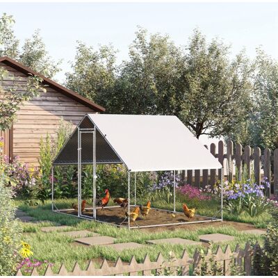 KELLANY Recinto Per Polli In Acciaio, 300 X 200 X 200 Cm, Gabbia Per Polli Con Copertura, Porta, Recinto Per 4-6 Polli, Piccoli Animali, Argento KELLANY Recinto Per Polli In Acciaio, 300 X 200 X 200 Cm, Gabbia Per Polli Con Copertura, Porta, Recinto Per 4-6 Polli, Piccoli Animali, Argento