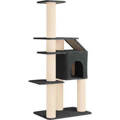 VIDAXL Albero Per Gatti Con Pali Per Graffiare In Sisal Grigio Scuro VIDAXL Albero Per Gatti Con Pali Per Graffiare In Sisal Grigio Scuro