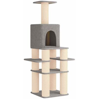 VIDAXL Albero Per Gatti Con Pali Per Graffiare In Sisal Grigio Chiaro VIDAXL Albero Per Gatti Con Pali Per Graffiare In Sisal Grigio Chiaro