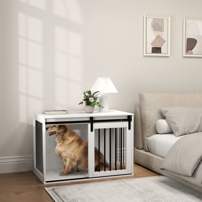 PZCC Gabbia Per Cani Con Porta Scorrevole, Ventilazione, In Truciolato E Acciaio, 98 X 58 X 61 Cm, Noce PZCC Gabbia Per Cani Con Porta Scorrevole, Ventilazione, In Truciolato E Acciaio, 98 X 58 X 61 Cm, Noce