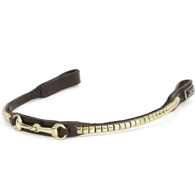 Supreme Full, Nero: Frontalino In Cuoio Italiano Vanity Con Una Fila Di Clincker E Morso Centrale Supreme Full, Nero: Frontalino In Cuoio Italiano Vanity Con Una Fila Di Clincker E Morso Centrale