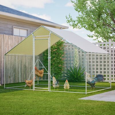 NALOOKAMIC Recinto Per Pollaio Di 6 M² Con Posatoio Triangolare, Voliera Impermeabile 3x2 M Con Tetto, Serratura Di Sicurezza, Per Pollame NALOOKAMIC Recinto Per Pollaio Di 6 M² Con Posatoio Triangolare, Voliera Impermeabile 3x2 M Con Tetto, Serratura Di Sicurezza, Per Pollame