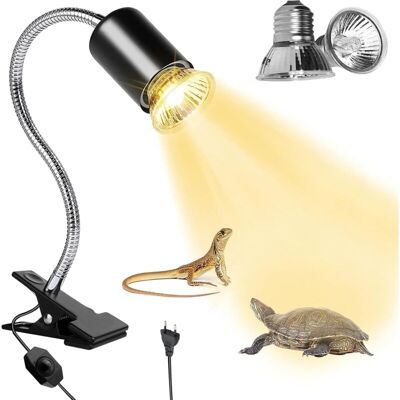 XISRENS Lampada Riscaldante Per Tartarughe Con Morsetto, Lampada Riscaldante Da 50w Per Terrari Di Rettili Con 2 Lampadine Uvb, Lampada Riscaldante Per Tartarughe, Lucertole E Ragni XISRENS Lampada Riscaldante Per Tartarughe Con Morsetto, Lampada Riscaldante Da 50w Per Terrari Di Rettili Con 2 Lampadine Uvb, Lampada Riscaldante Per Tartarughe, Lucertole E Ragni