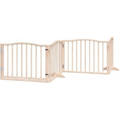 HELLOSHOP26 Cancelletto Di Sicurezza Per Cani Con Porta In Legno Di Pioppo Marrone A 4 Pannelli 020023294 HELLOSHOP26 Cancelletto Di Sicurezza Per Cani Con Porta In Legno Di Pioppo Marrone A 4 Pannelli 020023294