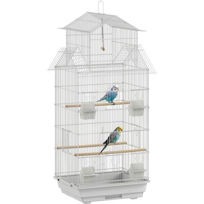 IROVAMI Gabbia Uccelli Acciaio Bianco Con Mangiatoie, Trespoli, Altalena, Vassoio Rimovibile, 50,5x41x104 Cm IROVAMI Gabbia Uccelli Acciaio Bianco Con Mangiatoie, Trespoli, Altalena, Vassoio Rimovibile, 50,5x41x104 Cm
