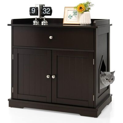 COSTWAY Mobile Per Lettiera Gatti In Legno,cassetto E Ingresso Laterale,76x53x74 Cm,caffè COSTWAY Mobile Per Lettiera Gatti In Legno,cassetto E Ingresso Laterale,76x53x74 Cm,caffè