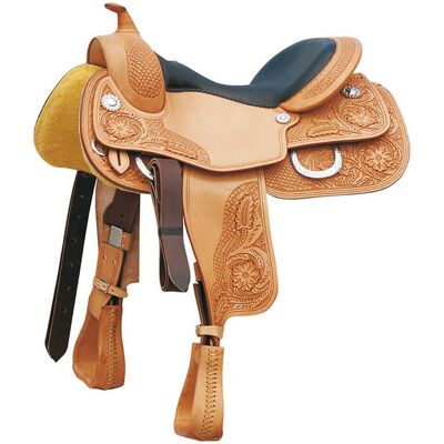 AMAHORSE 15,5", Marrone: Sella Reiner In Cuoio Hermann Oak Con Lavorazione Flower 555 AMAHORSE 15,5", Marrone: Sella Reiner In Cuoio Hermann Oak Con Lavorazione Flower 555