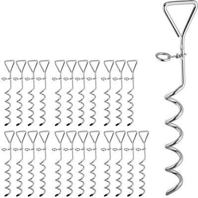 RELAXDAYS Set Da 24 Picchetti A Spirale, Puntali Per Tende & Trampolini, Acciaio, Per Guinzaglio Cani, L: 42 Cm, Argento RELAXDAYS Set Da 24 Picchetti A Spirale, Puntali Per Tende & Trampolini, Acciaio, Per Guinzaglio Cani, L: 42 Cm, Argento