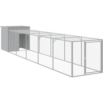 MAISON EXCLUSIVE - Pollaio Area Corsa Grigio Chiaro 110x609x110 Cm Acciaio Zincato MAISON EXCLUSIVE - Pollaio Area Corsa Grigio Chiaro 110x609x110 Cm Acciaio Zincato