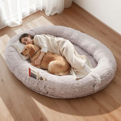 VEVOR Cuccia Per Cani Animali Domestici Da 1760 Mm X 1220 Mm X 240 Mm, Peluche Lungo Per Cani Di Taglia Umana, Con Tasca Laterale, Maniglia E Cerniera, Rimovibile, Lavabile In Lavatrice, Grigio VEVOR Cuccia Per Cani Animali Domestici Da 1760 Mm X 1220 Mm X 240 Mm, Peluche Lungo Per Cani Di Taglia Umana, Con Tasca Laterale, Maniglia E Cerniera, Rimovibile, Lavabile In Lavatrice, Grigio